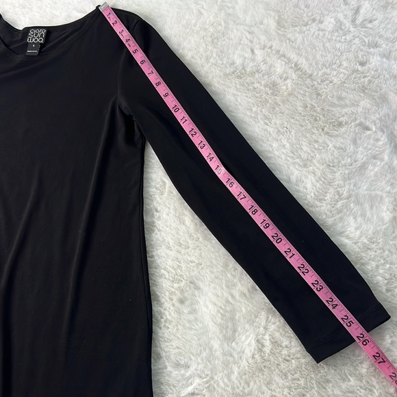 CLARA SUN WOO Tunic Top Womens S Asymmetric Black Long Sleeve Stretchy Soft USA - Picture 7 of 17